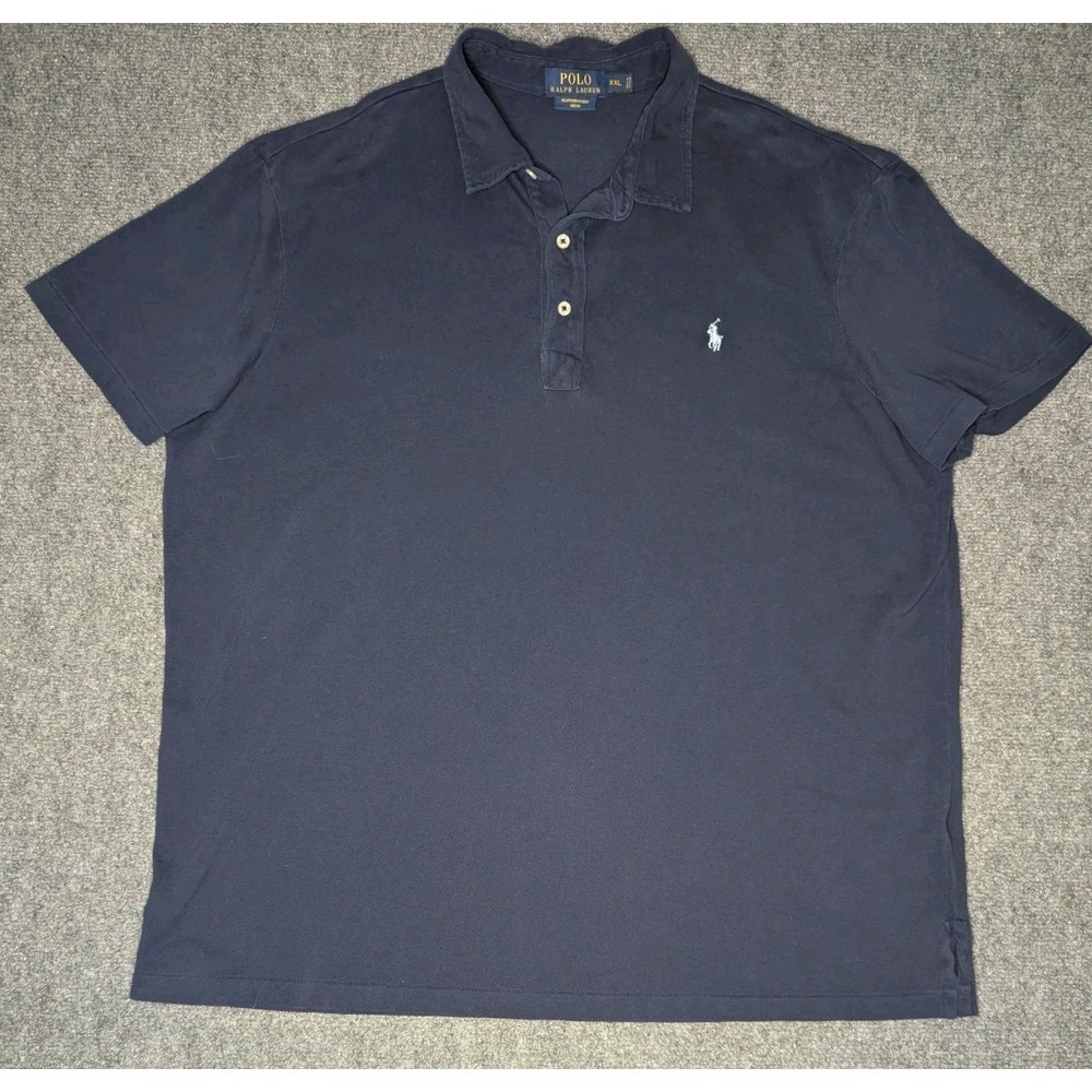 Polo Ralph Lauren Men's Performance Mesh Polo Navy Size XXL Light Blue Pony